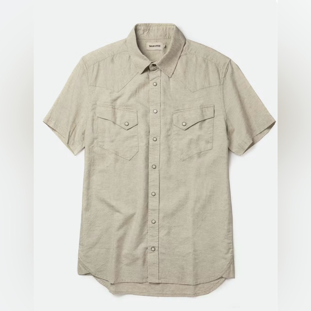 Taylor Stitch Short Sleeve Western in Natural Cotton/Linen - Size 40